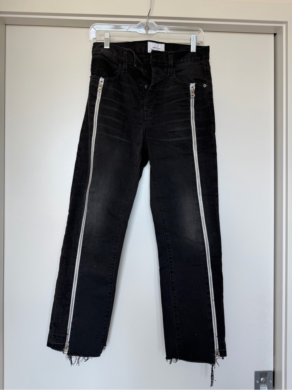Current/Elliott Black Jeans with Front Silver Zippers